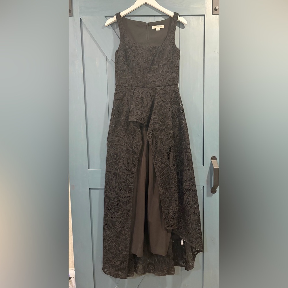 Kay Unger Walkthrough Jumpsuit Black Lace 4 Romper Maxi Long Embroidered